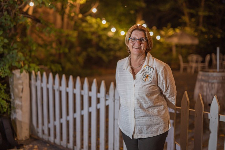 a person standing in front of a fence