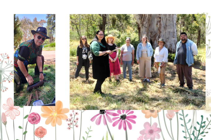 a group of people that are standing in the grass